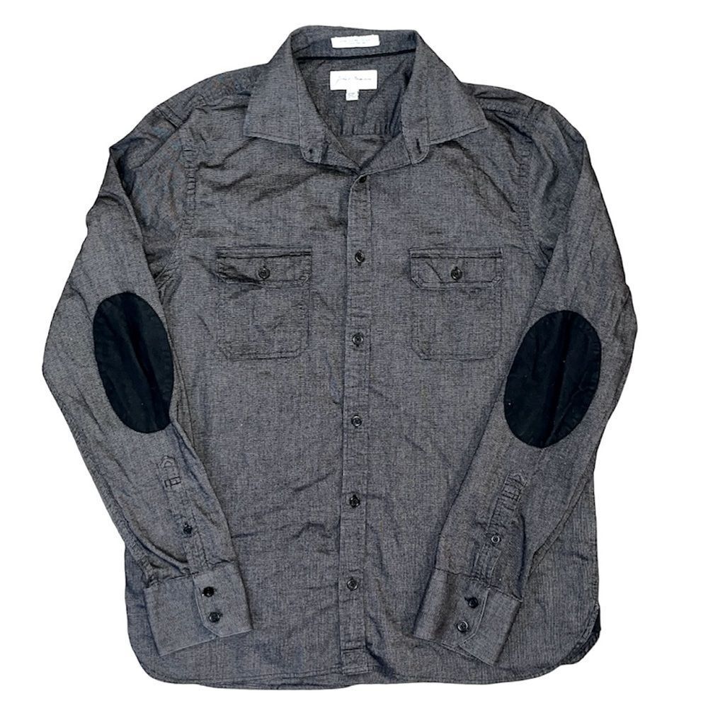 John W. Nordstrom Dark Gray Patched Elbow Button Down
